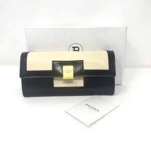 Balmain 1945 Heritage Wallet – Black & Ivory Calfskin, Logo Monogram, NWT
